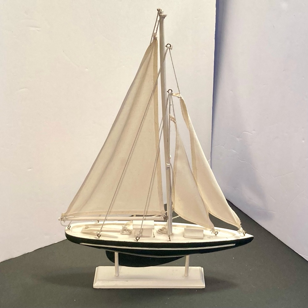 Wooden sailboat model 13” x 19”x 3” home decor 4 your mantelpiece